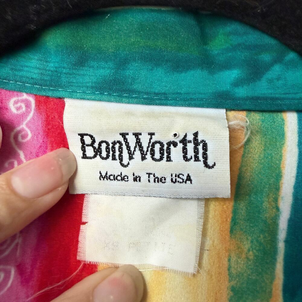 Vintage BonWorth Colorful Stripe Zip Front Bomber Jacket - Picture 6 of 6